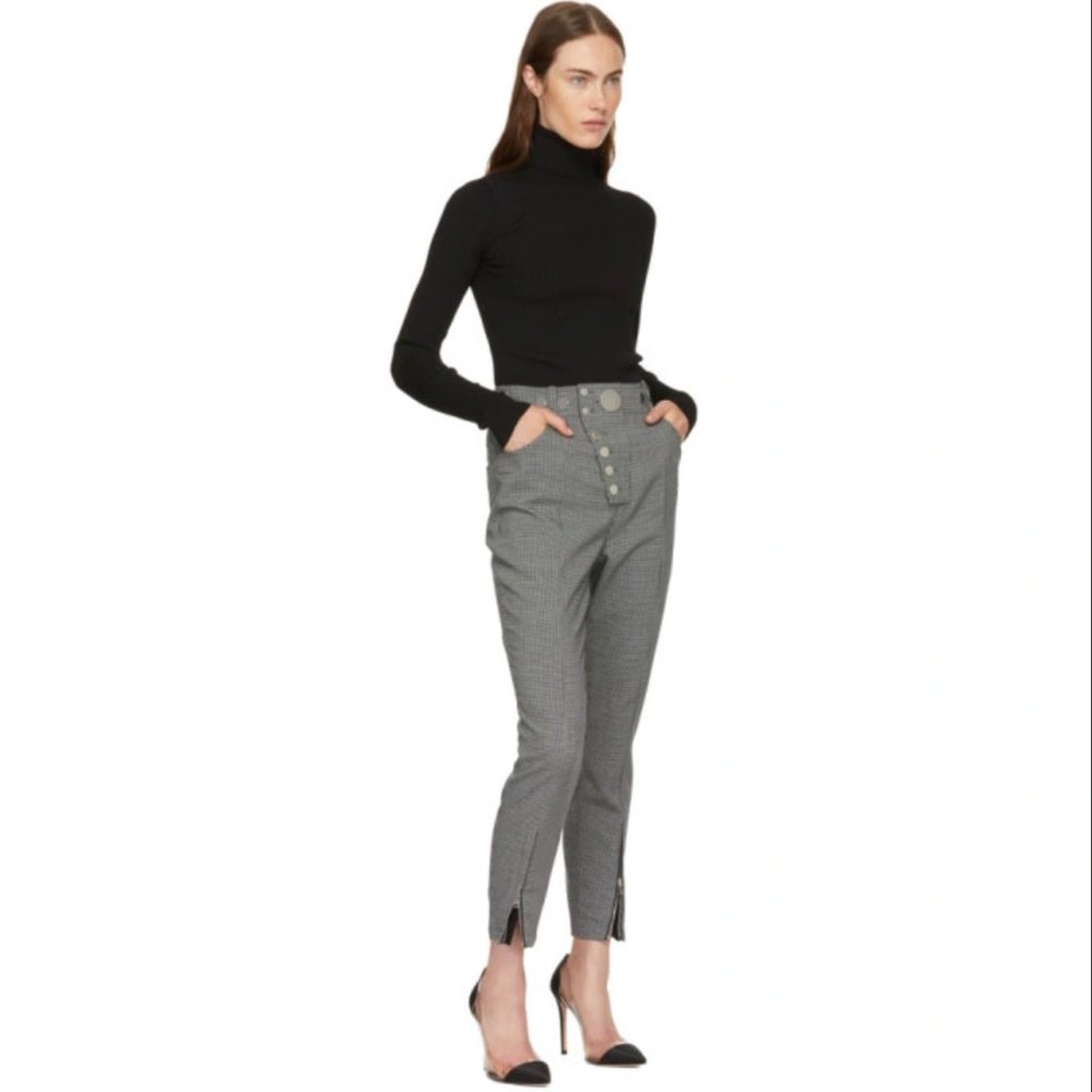ALEXANDER WANG Grey Houndstooth Multi-Snap Trousers